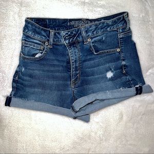 AE Hi-Rise Super Stretch Shortie Shorts, Size 12
